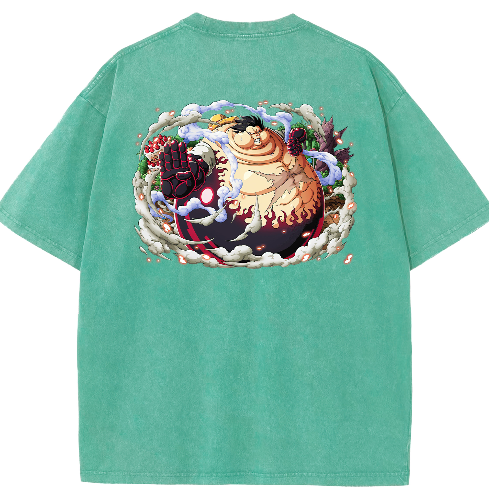 ワンピース モンキー・D・ルフィ ONE PIECE Monkey D. Luffy 綿100% ヴィンテージ風 半袖Tシャツ（背面プリント）